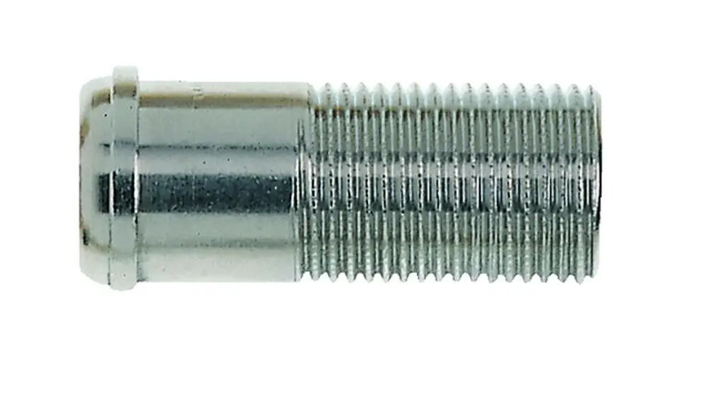 Vernickelter Schraubnippel mit durchgehendem Gewinde, präsentiert von IMI Hydronic Engineering, zur Verwendung in verschiedenen Installationen.